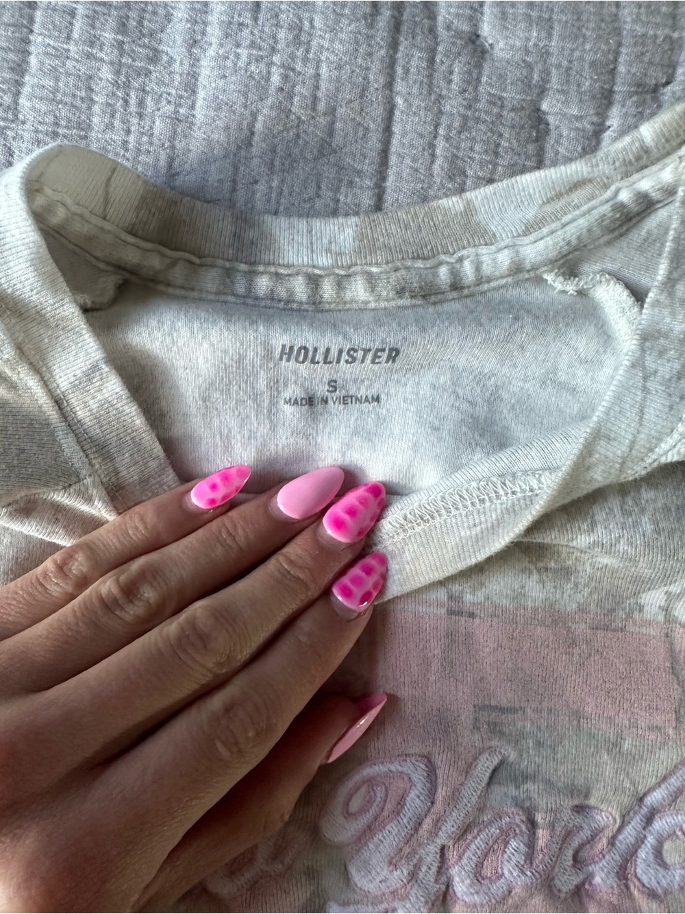Hollister Soft Pink & Cream Logo Tee